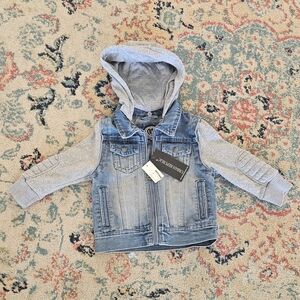 Urban Republic Blue Denim Jacket with Gray Sleeves